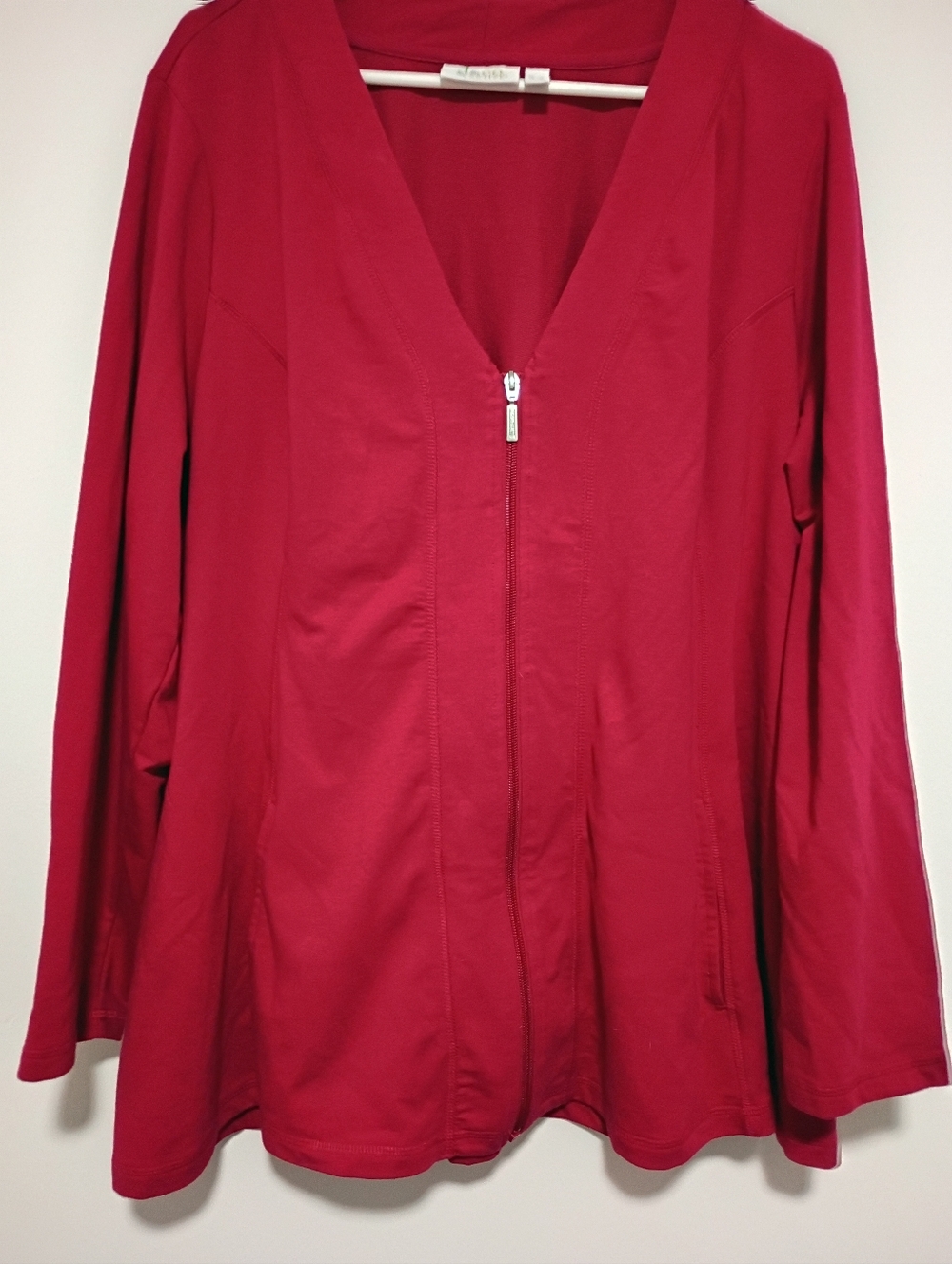 D&Co Women's Size XL Long Sleeve Zip Up Front Pockets Brick Red Shirt